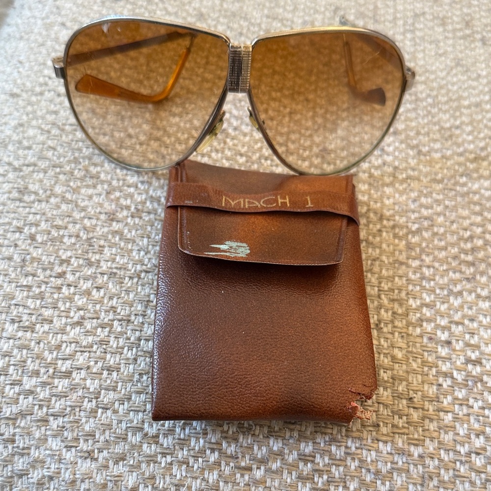 Rare Vintage Aviator Sunglasses with Brown Tint